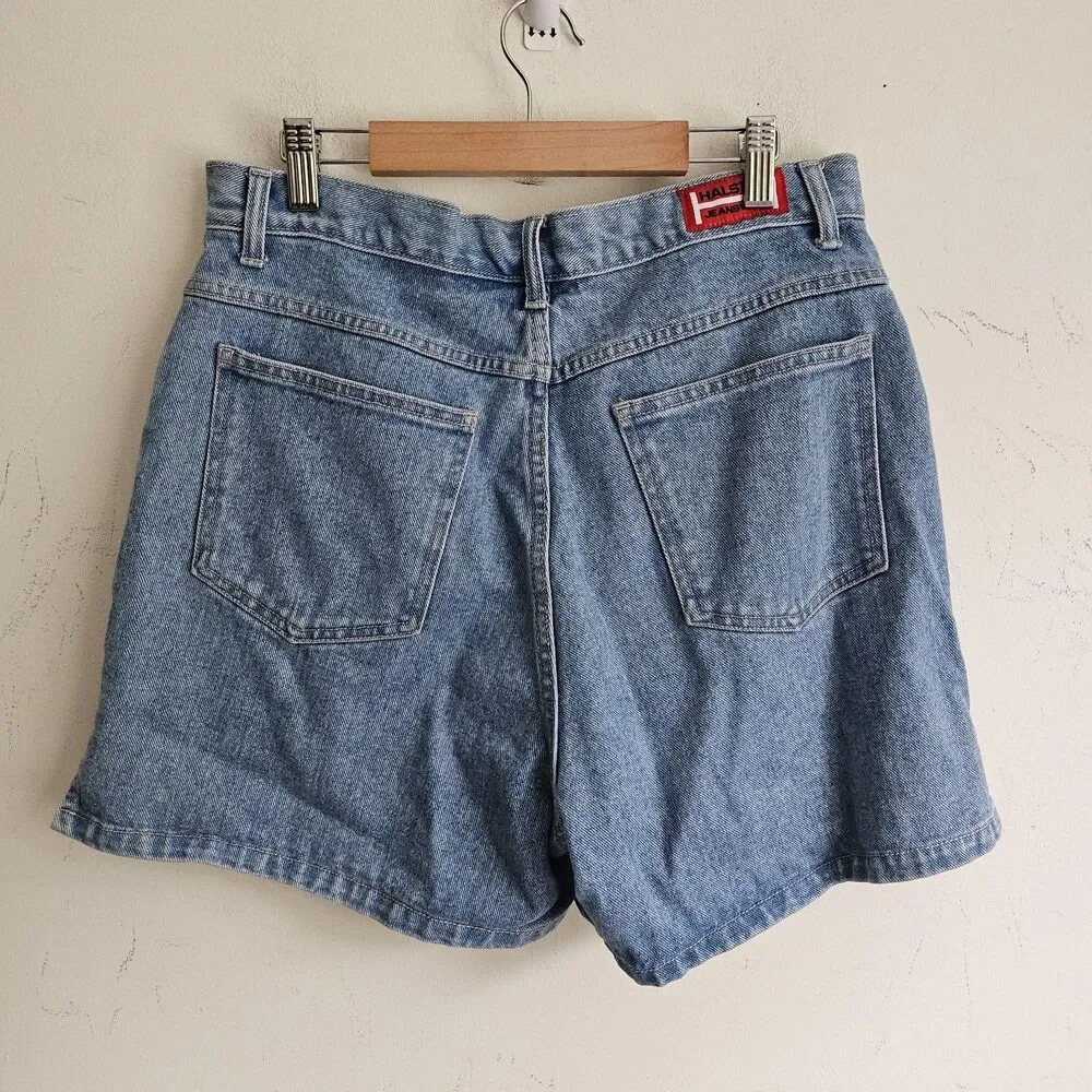 Halston Jeanswear Vintage High Waisted Denim Shorts Medium Wash Blue 90s... - Picture 5 of 8